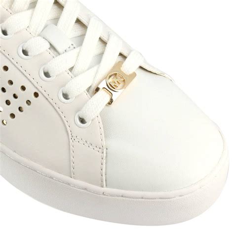 michael michael kors mickey leather training sneakers color white|Michael Kors white sneakers women's.